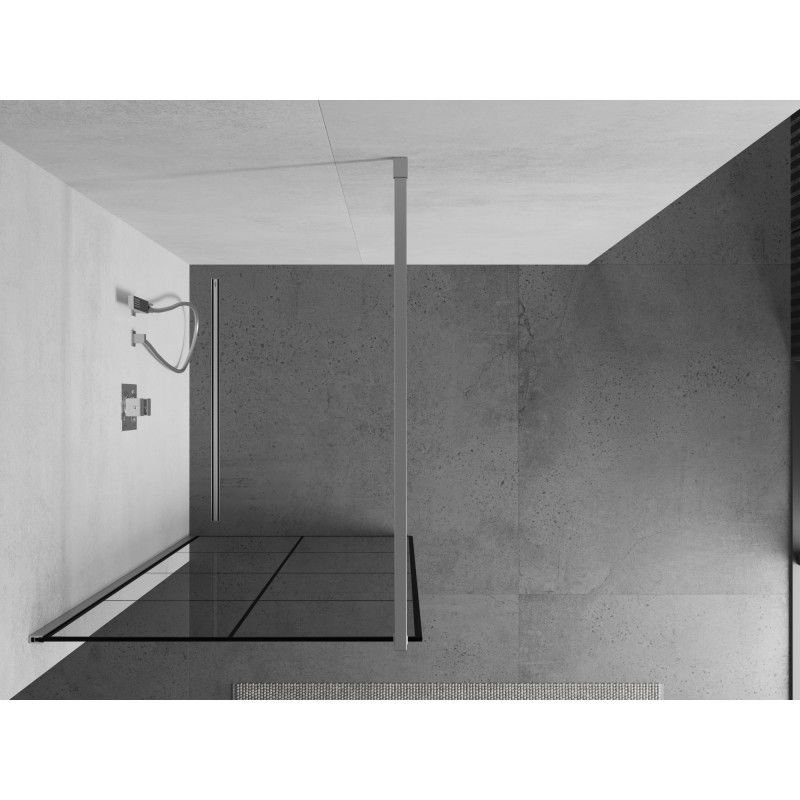 Mexen Kioto paroi de douche Walk-in 70 x 200 cm, grille noire 8 mm, chromée - 800-070-101-01-77