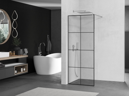 Mexen Kioto paroi de douche Walk-in 70 x 200 cm, grille noire 8 mm, chromée - 800-070-101-01-77