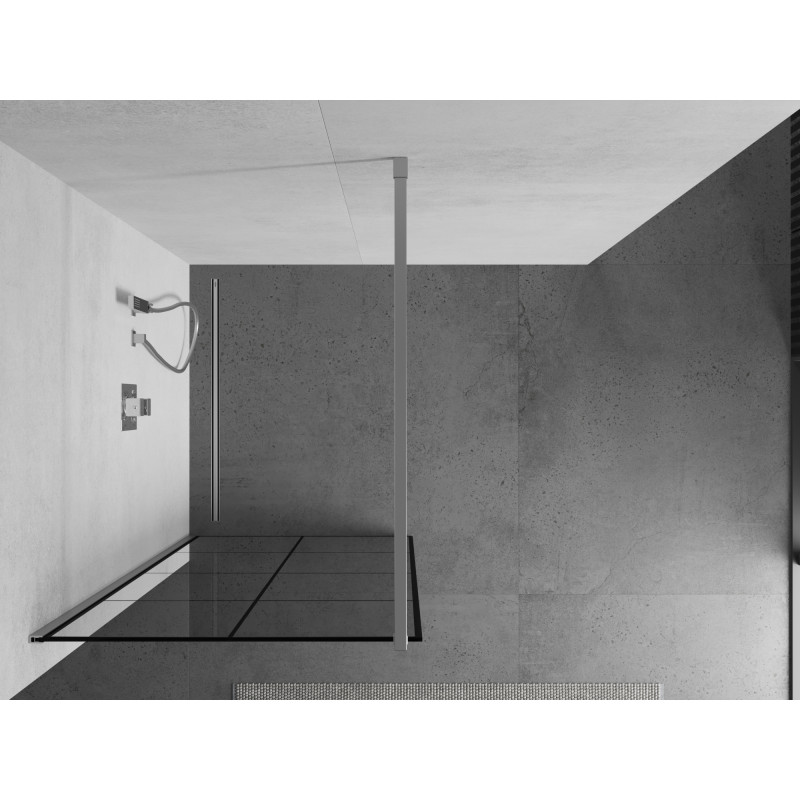 Mexen Kioto Paroi de douche Walk-in 80 x 200 cm, grille noire 8 mm, chrome - 800-080-101-01-77