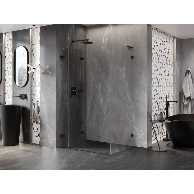 Mexen Lunar-F L cabine de douche pliante gauche 90 x 80 cm, transparent, noir - 836L-090-080-70-00-L