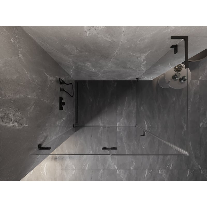 Mexen Lunar-F L cabine de douche pliante gauche 90 x 80 cm, transparent, noir - 836L-090-080-70-00-L