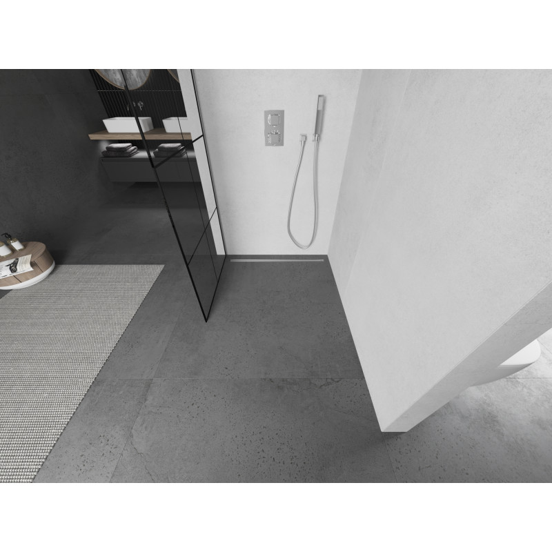 Mexen Kioto paroi de douche Walk-in 90 x 200 cm, grille noire 8 mm, chromée - 800-090-101-01-77