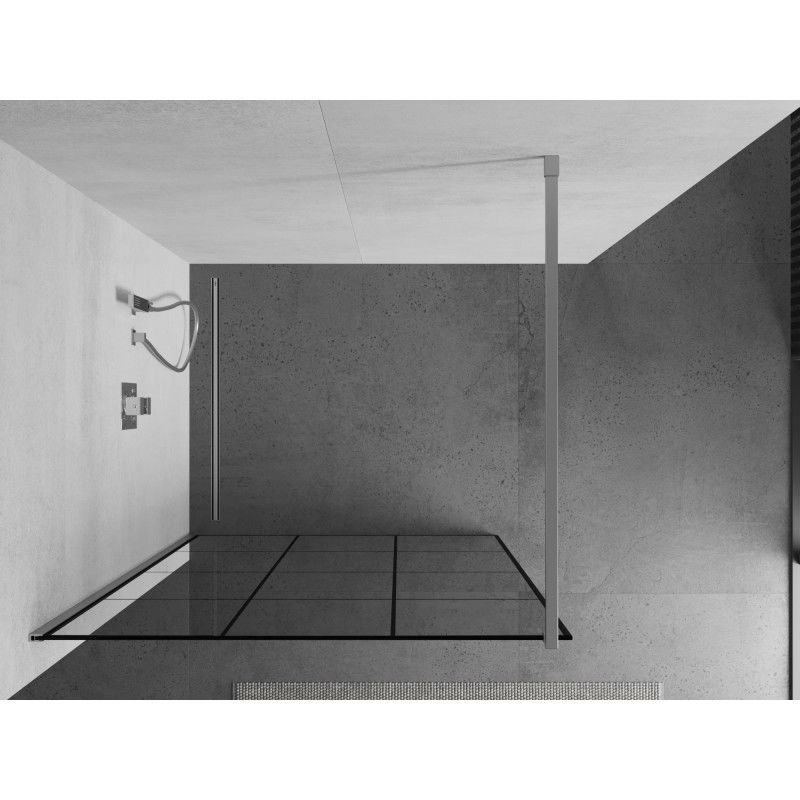Mexen Kioto paroi de douche Walk-in 100 x 200 cm, grille noire 8 mm, chrome - 800-100-101-01-77