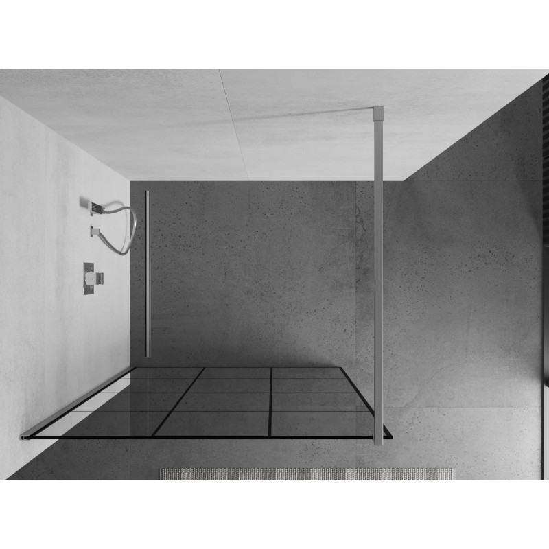 Mexen Kioto paroi de douche Walk-in 110 x 200 cm, grille noire 8 mm, chrome - 800-110-101-01-77