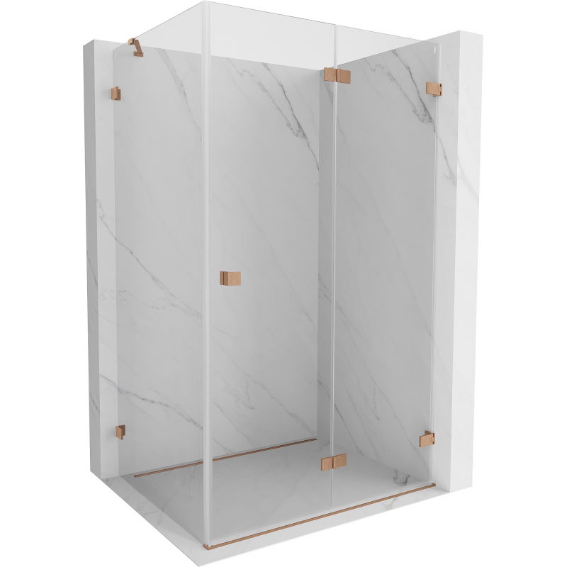 Mexen Lunar-F cabine de douche pliante droite 85 x 70 cm, transparent, cuivre brossé- 836-085-070-65-00-P