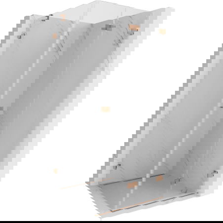 Mexen Lunar-F cabine de douche repliable droite 90 x 90 cm, transparent, cuivre brossé- 836-090-090-65-00-P