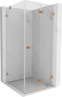 Mexen Lunar-F cabine de douche repliable droite 90 x 90 cm, transparent, cuivre brossé- 836-090-090-65-00-P