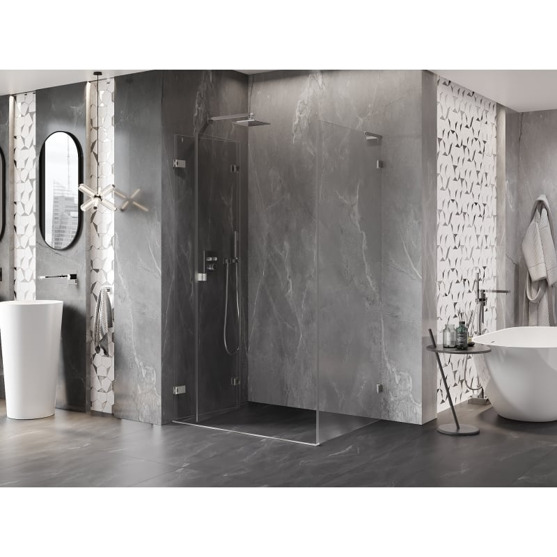 Mexen Lunar-F L cabine de douche pliante gauche 85 x 80 cm, transparent, nickel brossé - 836L-085-080-97-00-L