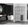 Mexen Kioto+ paroi de douche avec étagère Walk-in 130 x 200 cm, grille noire, chrome - 800-130-121-01-77
