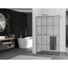 Mexen Kioto+ paroi de douche avec étagère Walk-in 140 x 200 cm, grille noire, chrome - 800-140-121-01-77