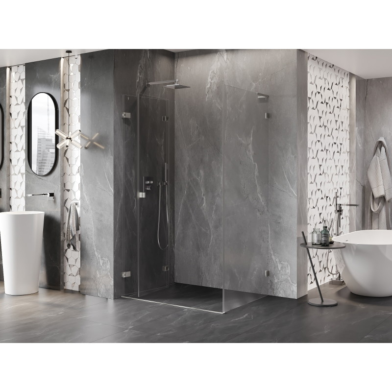 Mexen Lunar-F L cabine de douche pliable gauche 100 x 80 cm, transparent, nickel brossé - 836L-100-080-97-00-L