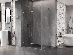 Mexen Lunar-F L cabine de douche pliante gauche 100 x 80 cm, transparent, nickel brossé - 836L-100-080-97-00-L