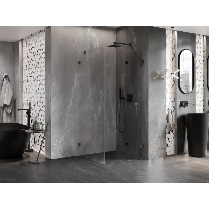 Mexen Lunar-F cabine de douche pliante droite 80 x 80 cm, transparent, gris canon brossé - 836-080-080-66-00-P