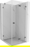 Mexen Lunar-F cabine de douche pliante droite 90 x 90 cm, transparent, gris canon brossé - 836-090-090-66-00-P
