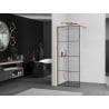 Paroi de douche Mexen Kioto Walk-in 80 x 200 cm, grille noire 8 mm, or rose - 800-080-101-60-77