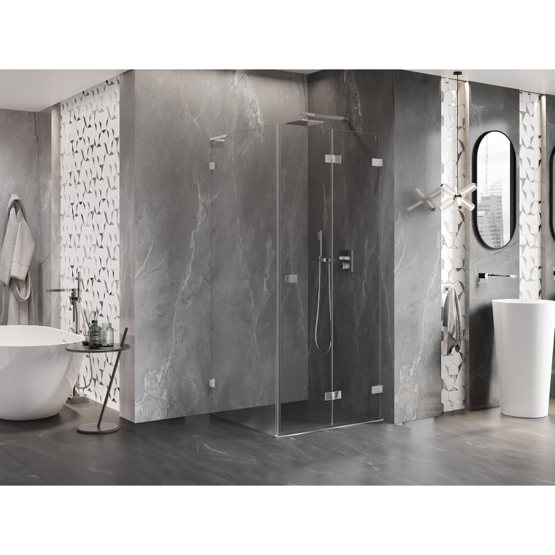 Mexen Lunar-F L cabine de douche pliante droite 80 x 80 cm, transparent, chrome - 836L-080-080-01-00-P