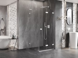 Mexen Lunar-F L cabine de douche pliante droite 70 x 70 cm, transparent, blanc - 836L-070-070-20-00-P