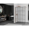 Mexen Kioto paroi de douche Walk-in 140 x 200 cm, carreaux noirs 8 mm, or rose - 800-140-101-60-77