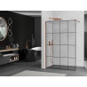 Mexen Kioto Paroi de douche Walk-in 140 x 200 cm, grille noire 8 mm, or rose - 800-140-101-60-77