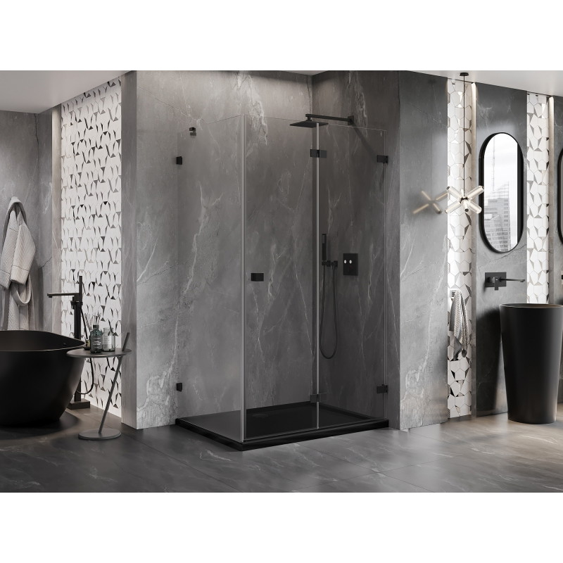 Mexen Lunar-F cabine de douche pliante droite 85 x 80 cm, transparent, noir - 836-085-080-70-00-P