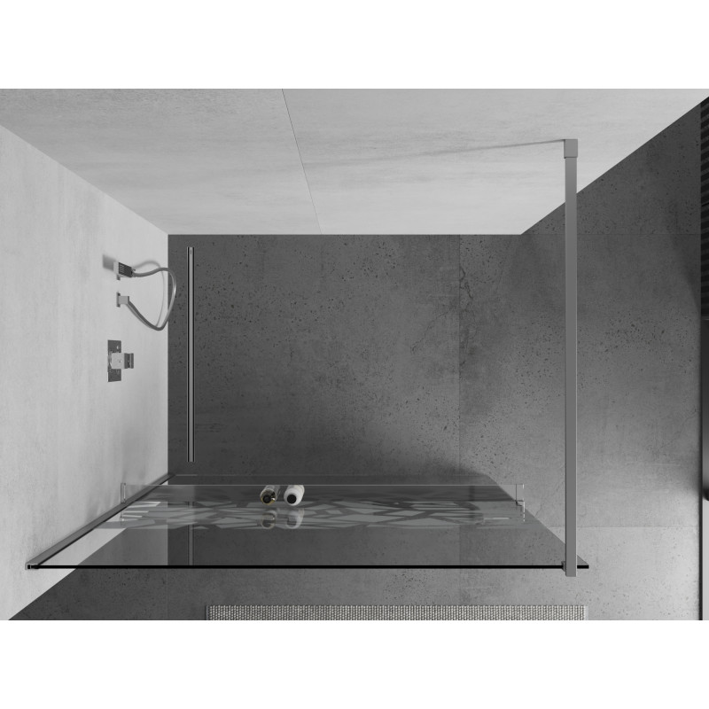 Mexen Kioto+ paroi de douche avec étagère Walk-in 70 x 200 cm, motif blanc, chrome - 800-070-121-01-85