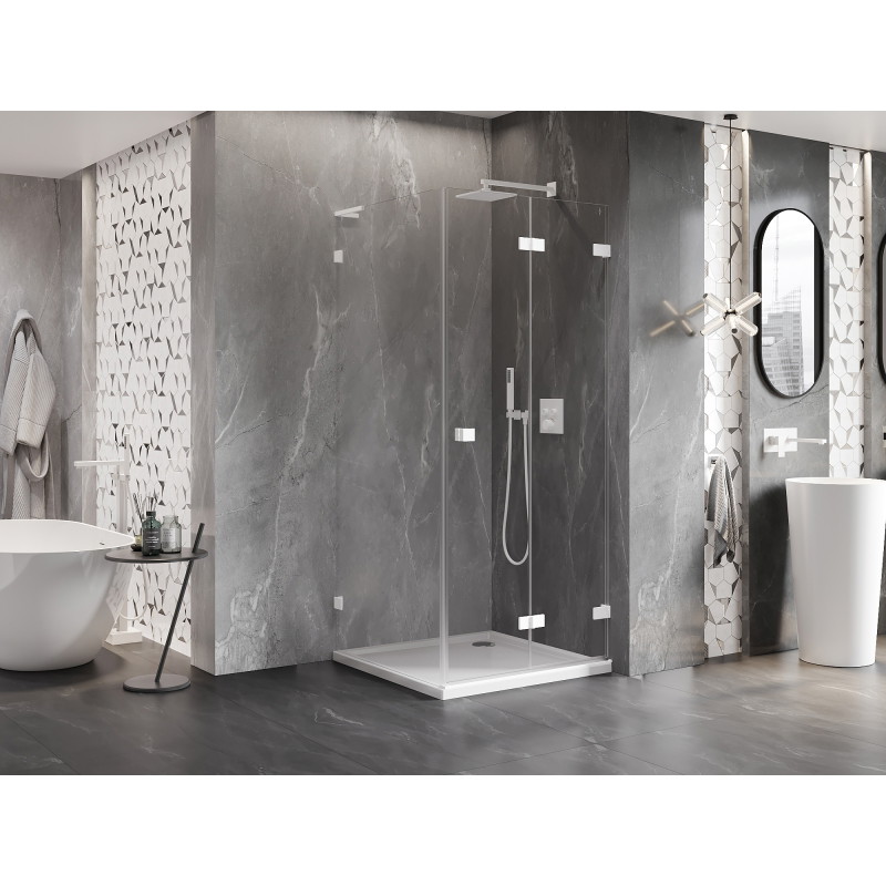 Mexen Lunar-F L cabine de douche pliante droite 80 x 80 cm, transparent, blanc - 836L-080-080-20-00-P