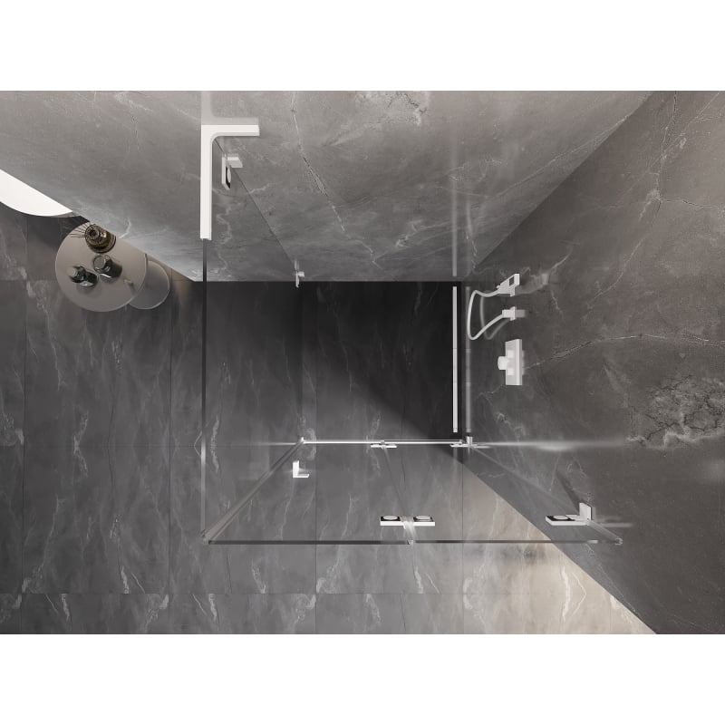 Mexen Lunar-F L cabine de douche pliante droite 80 x 80 cm, transparent, blanc - 836L-080-080-20-00-P