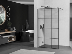Mexen Kioto paroi de douche Walk-in 110 x 200 cm, grille noire 8 mm, noire - 800-110-101-70-77