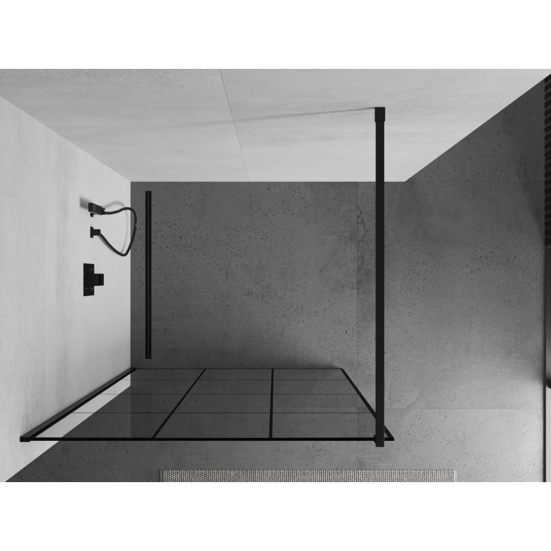 Mexen Kioto paroi de douche Walk-in 110 x 200 cm, grille noire 8 mm, noire - 800-110-101-70-77