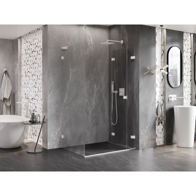 Mexen Lunar-F L cabine de douche pliante droite 95 x 80 cm, transparent, blanc - 836L-095-080-20-00-P