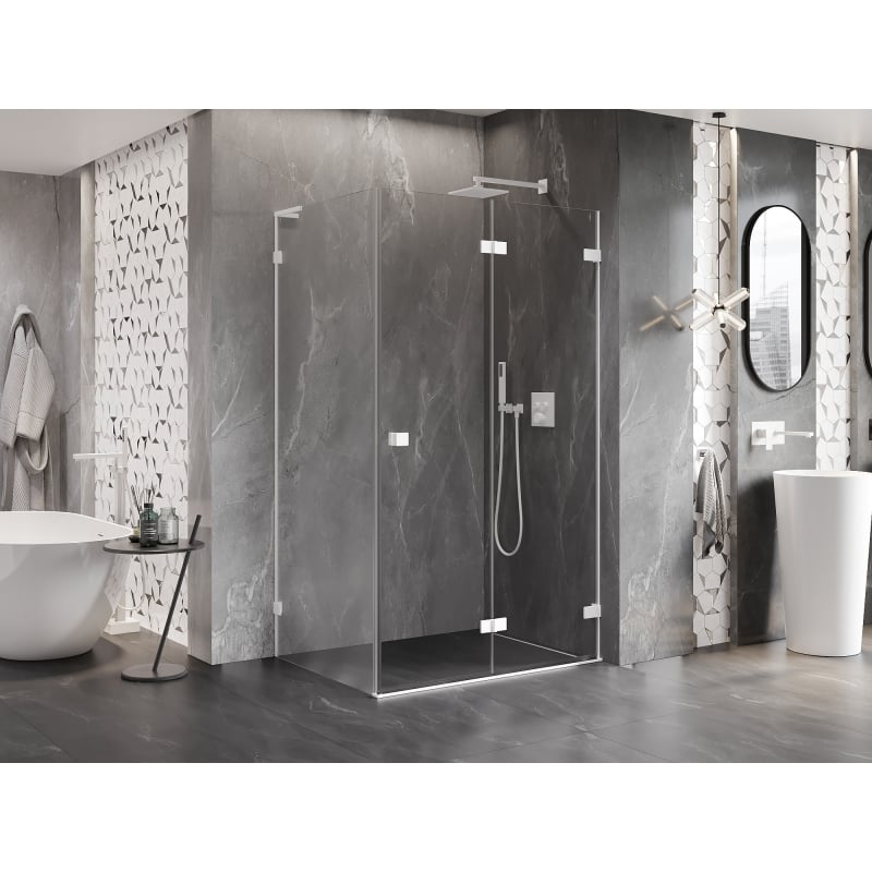 Mexen Lunar-F L cabine de douche pliante droite 100 x 80 cm, transparent, blanc - 836L-100-080-20-00-P