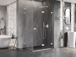 Mexen Lunar-F L cabine de douche pliante droite 100 x 80 cm, transparent, blanc - 836L-100-080-20-00-P