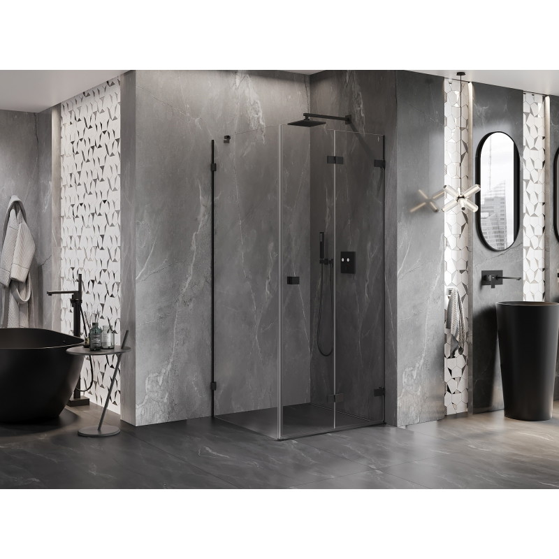 Mexen Lunar-F cabine de douche pliante droite 100 x 100 cm, transparente, noire - 836-100-100-70-00-P