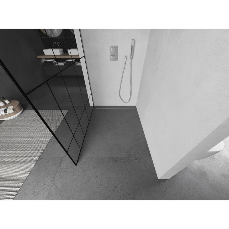 Mexen Kioto paroi de douche Walk-in 80 x 200 cm, motif noir 8 mm, chrome - 800-080-101-01-78