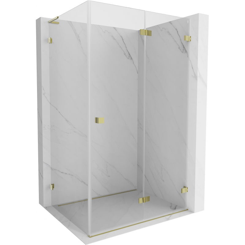Mexen Lunar-F L cabine de douche pliante droite 85 x 70 cm, transparent, dorée - 836L-085-070-50-00-P