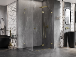 Mexen Lunar-F L cabine de douche pliante droite 100 x 70 cm, transparent, or - 836L-100-070-50-00-P