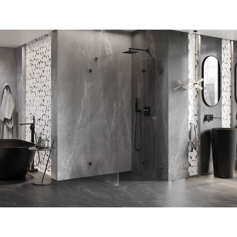 Mexen Lunar-F cabine de douche pliante droite 90 x 90 cm, transparent, métal gris - 836-090-090-95-00-P