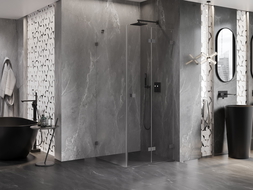 Mexen Lunar-F cabine de douche pliante droite 90 x 90 cm, transparent, métal gris - 836-090-090-95-00-P