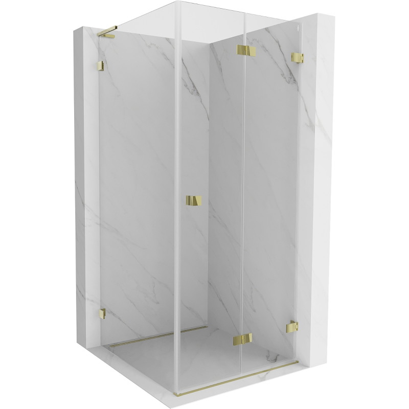Mexen Lunar-F L cabine de douche pliante droite 80 x 80 cm, transparent, or - 836L-080-080-50-00-P