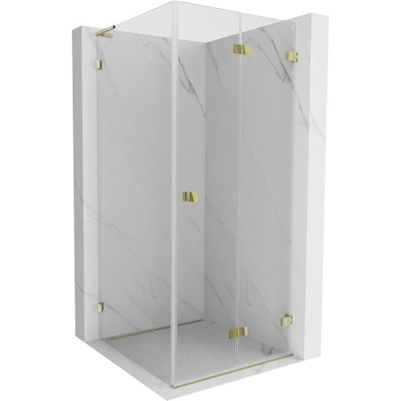 Mexen Lunar-F L cabine de douche pliante droite 80 x 80 cm, transparent, or - 836L-080-080-50-00-P