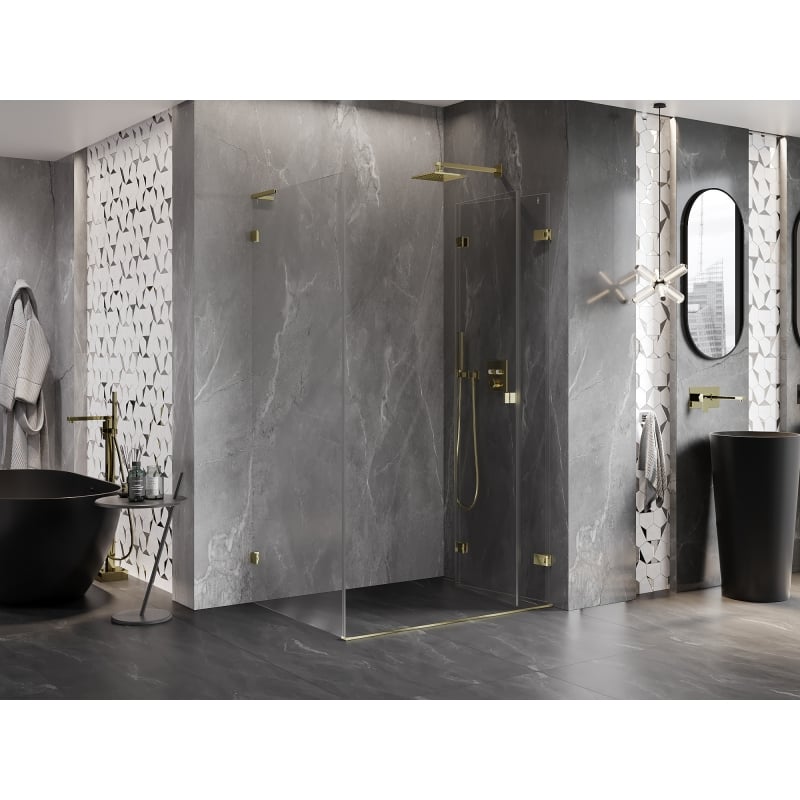 Mexen Lunar-F L cabine de douche pliante droite 100 x 80 cm, transparent, or - 836L-100-080-50-00-P
