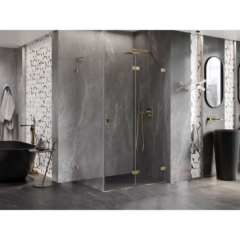 Mexen Lunar-F L cabine de douche pliante droite 100 x 80 cm, transparent, or - 836L-100-080-50-00-P
