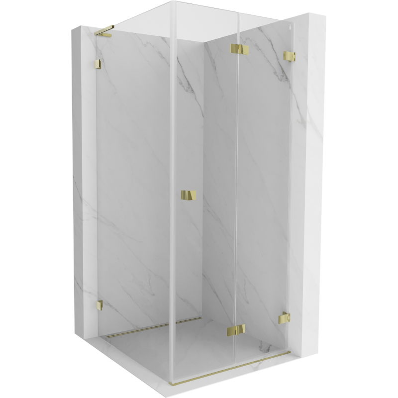Mexen Lunar-F L cabine de douche pliante droite 100 x 100 cm, transparent, dorée - 836L-100-100-50-00-P