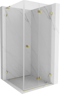 Mexen Lunar-F L cabine de douche pliante droite 100 x 100 cm, transparent, dorée - 836L-100-100-50-00-P
