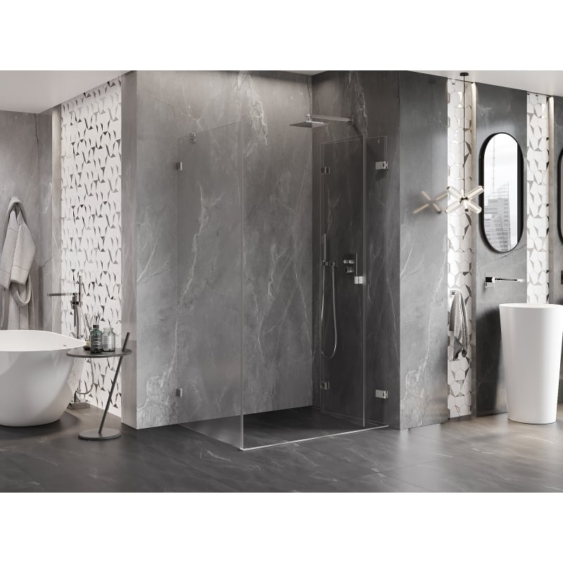 Mexen Lunar-F cabine de douche pliante droite 95 x 80 cm, transparent, nickel brossé - 836-095-080-97-00-P