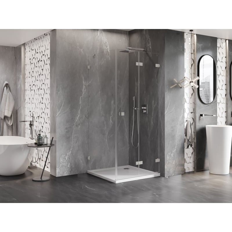 Mexen Lunar-F cabine de douche pliante droite 90 x 90 cm, transparent, nickel brossé - 836-090-090-97-00-P