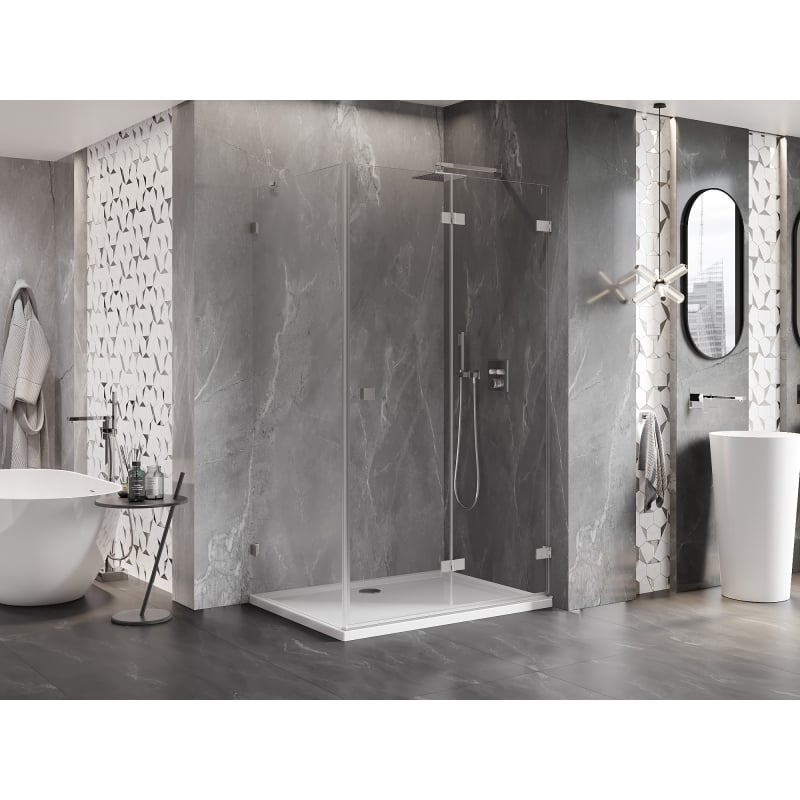 Mexen Lunar-F cabine de douche pliante droite 95 x 90 cm, transparent, nickel brossé - 836-095-090-97-00-P