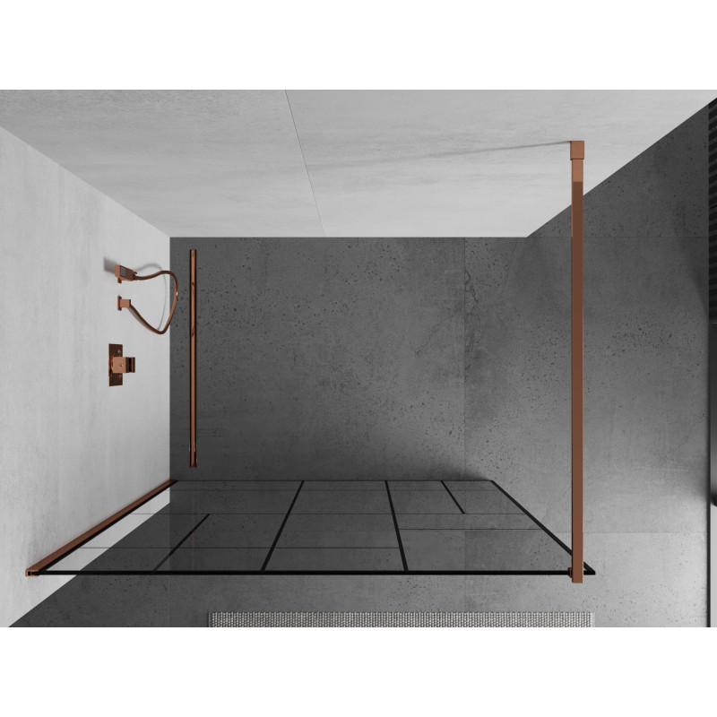 Mexen Kioto paroi de douche Walk-in 90 x 200 cm, motif noir 8 mm, or rose - 800-090-101-60-78
