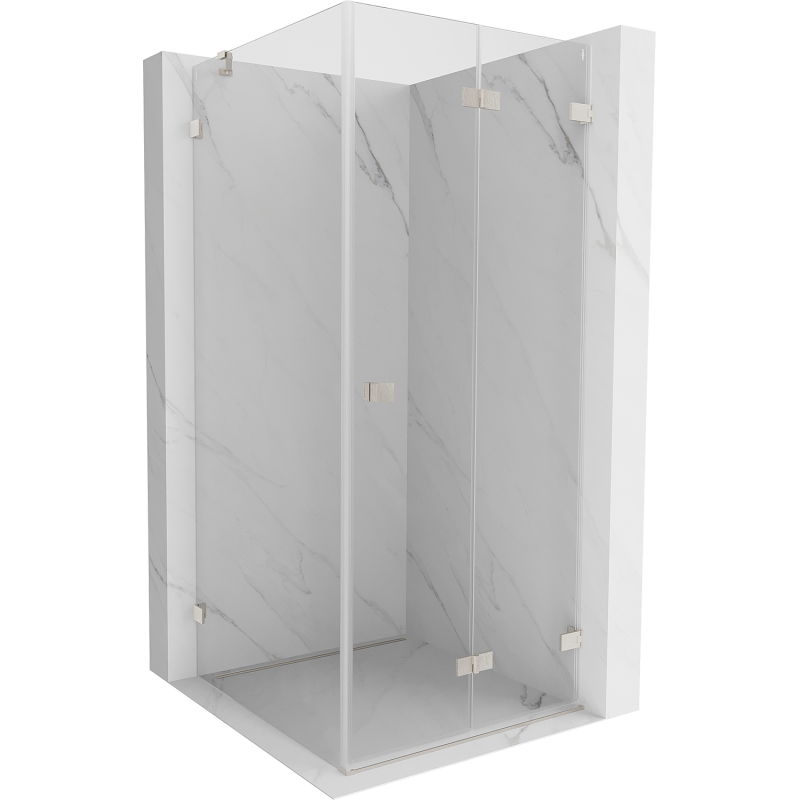 Mexen Lunar-F cabine de douche pliante droite 100 x 100 cm, transparente, nickel brossé - 836-100-100-97-00-P