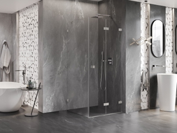 Mexen Lunar-F cabine de douche pliable droite 100 x 100 cm, transparent, nickel brossé - 836-100-100-97-00-P
